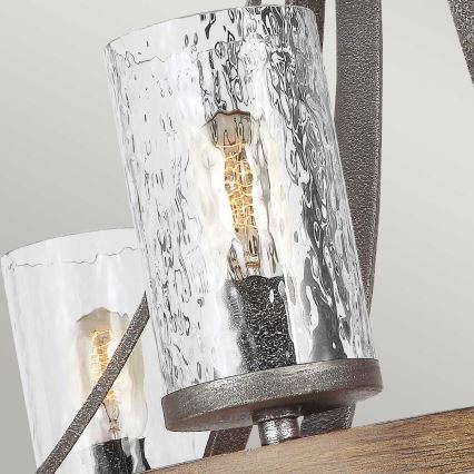 Quintiesse - Kædeophængt lysekrone ANGELO 6xE27/60W/230V i egetræslook