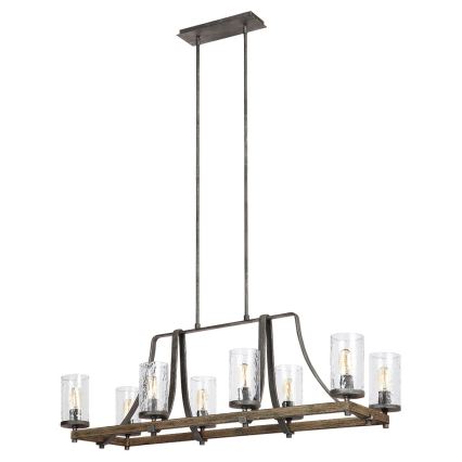 Quintiesse - Loftlampe på stang ANGELO 8xE27/60W/230V dekor i egetræ