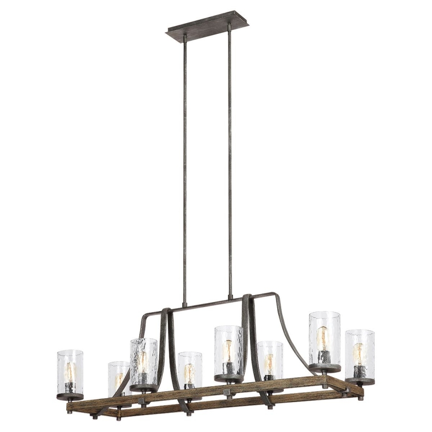 Quintiesse - Loftlampe på stang ANGELO 8xE27/60W/230V dekor i egetræ