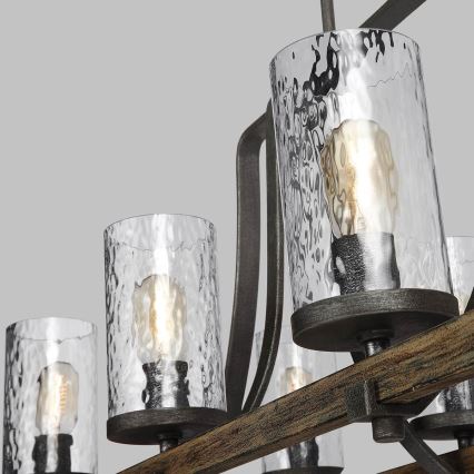 Quintiesse - Loftlampe på stang ANGELO 8xE27/60W/230V dekor i egetræ