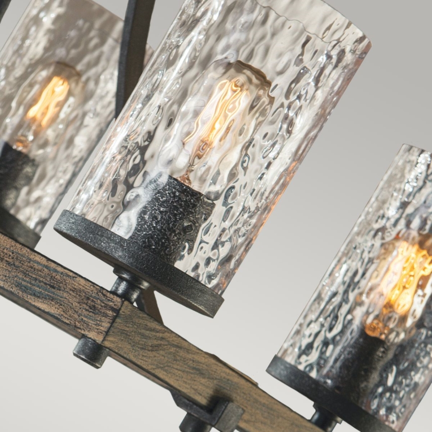Quintiesse - Loftlampe på stang ANGELO 8xE27/60W/230V dekor i egetræ
