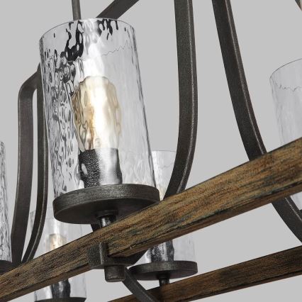 Quintiesse - Loftlampe på stang ANGELO 8xE27/60W/230V dekor i egetræ