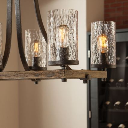 Quintiesse - Loftlampe på stang ANGELO 8xE27/60W/230V dekor i egetræ