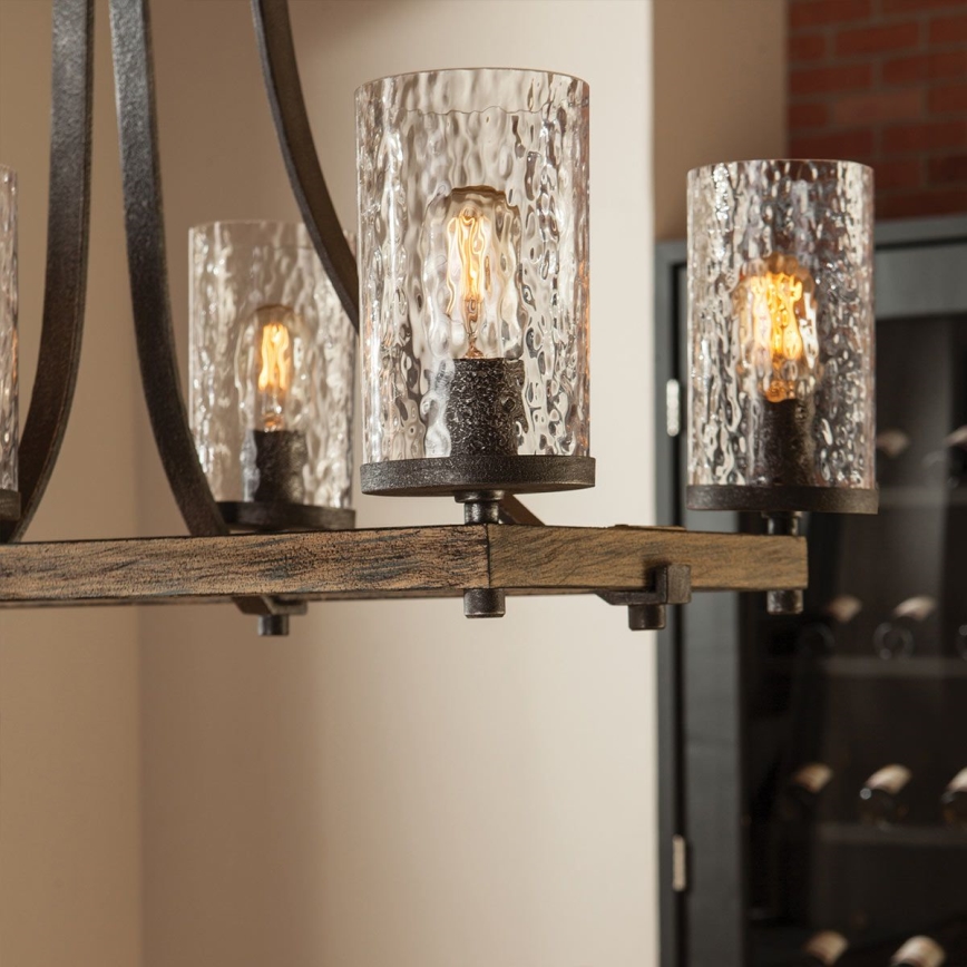 Quintiesse - Loftlampe på stang ANGELO 8xE27/60W/230V dekor i egetræ