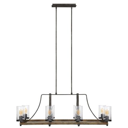Quintiesse - Loftlampe på stang ANGELO 8xE27/60W/230V dekor i egetræ