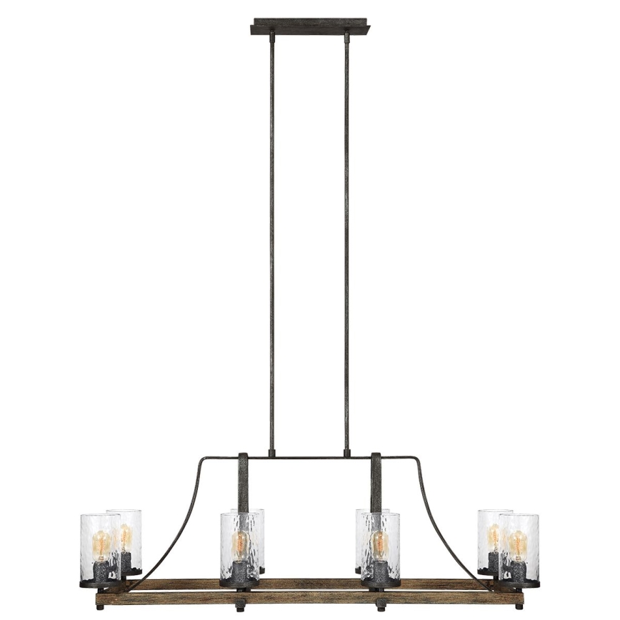 Quintiesse - Loftlampe på stang ANGELO 8xE27/60W/230V dekor i egetræ