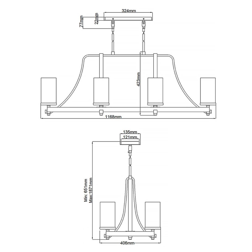 Quintiesse - Loftlampe på stang ANGELO 8xE27/60W/230V dekor i egetræ