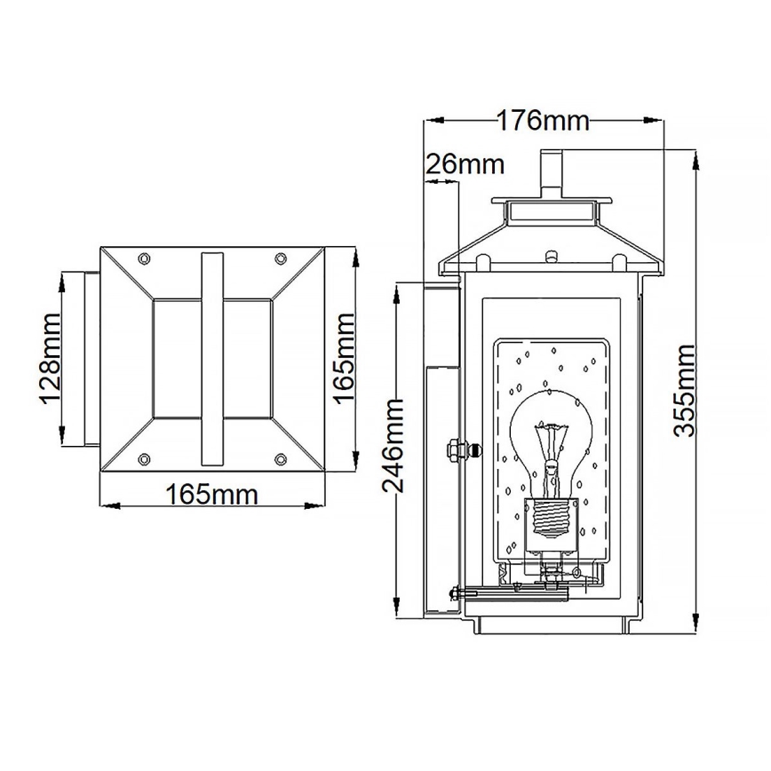 Quintiesse - Udendørs væglampe ATWATER S 1xE27/60W/230V IP44 sort