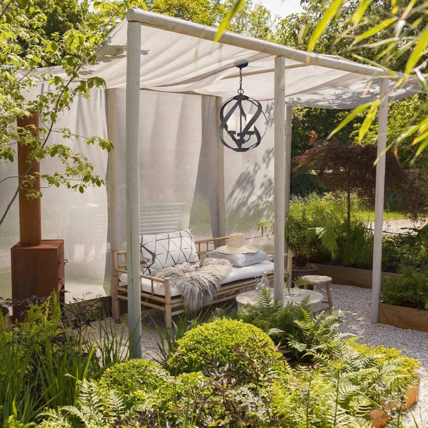 Quintiesse - Udendørs lysekrone med kæde BLACKSMITH 3xE14/40W/230V Ø 40,7 cm IP44 sort