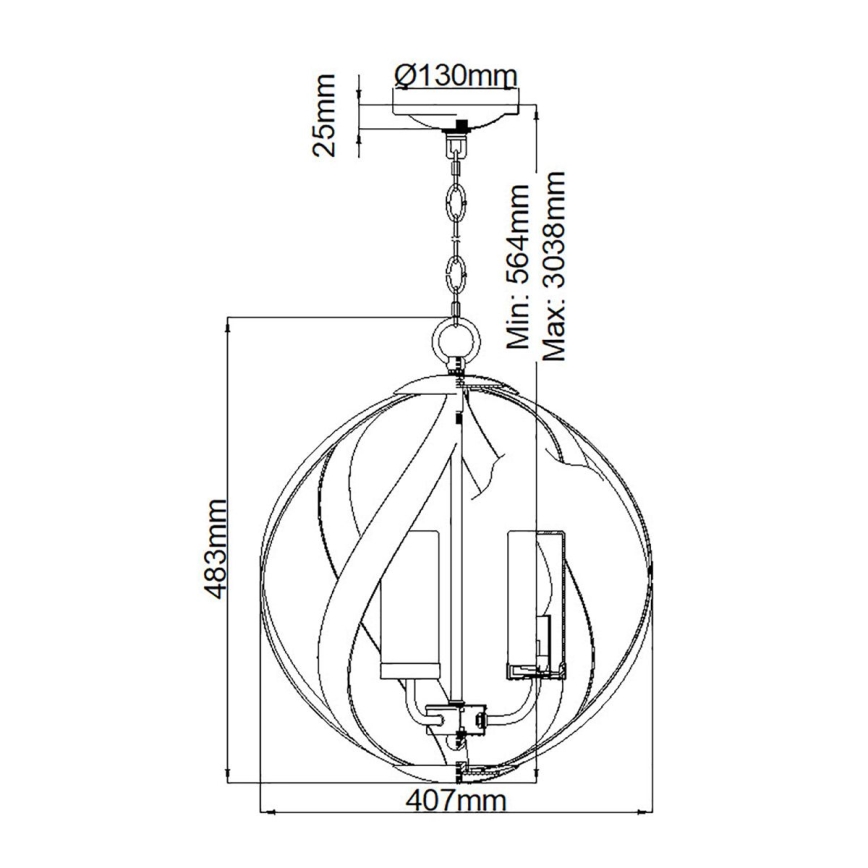 Quintiesse - Udendørs lysekrone med kæde BLACKSMITH 3xE14/40W/230V Ø 40,7 cm IP44 sort