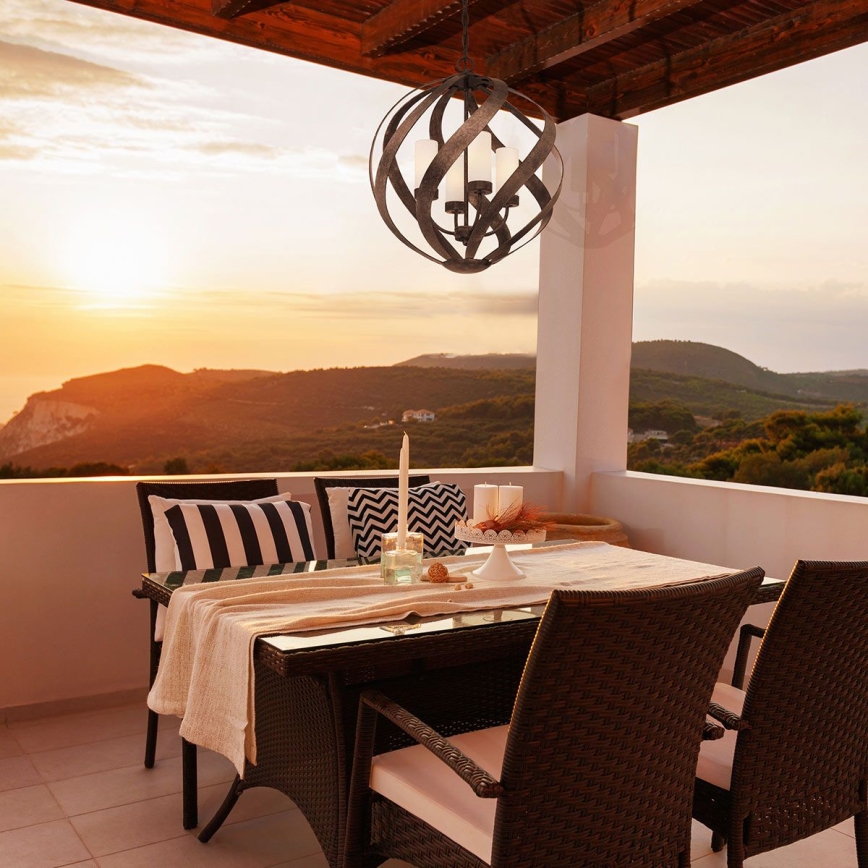 Quintiesse - Udendørs lysekrone med kæde BLACKSMITH 4xE14/40W/230V Ø 50,1 cm IP44 sort