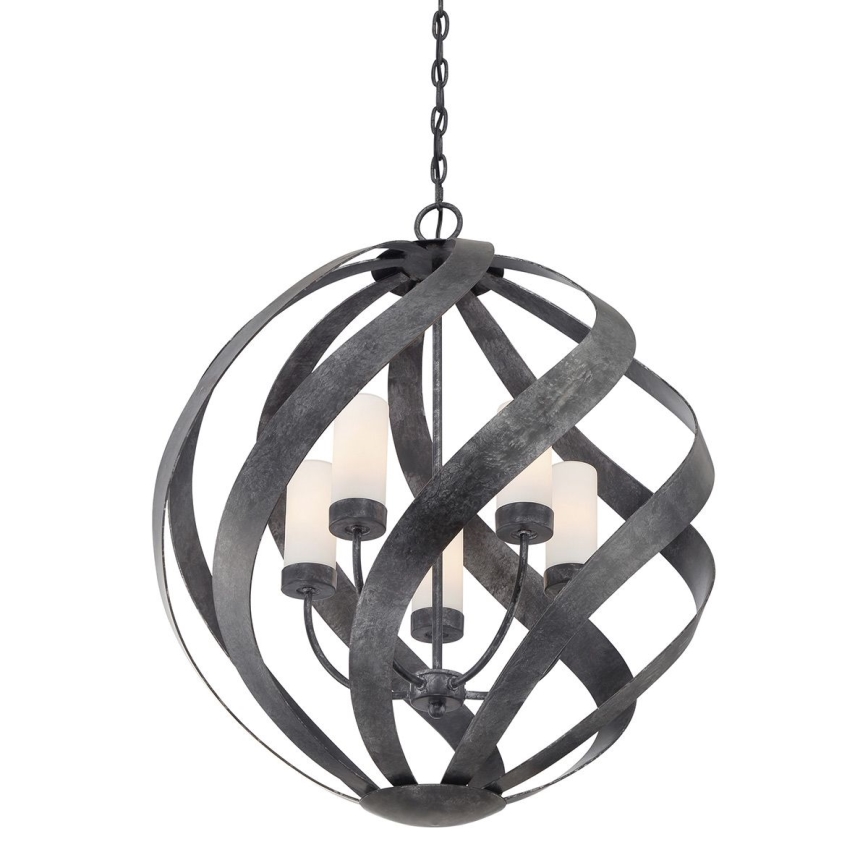 Quintiesse - Udendørs lysekrone på kæde BLACKSMITH 5xE14/40W/230V pr. 66,4 cm IP44 sort