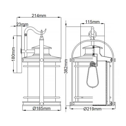 Quintiesse - Udendørs væglampe BOOKER M 1xE27/60W/230V IP44 mat krom