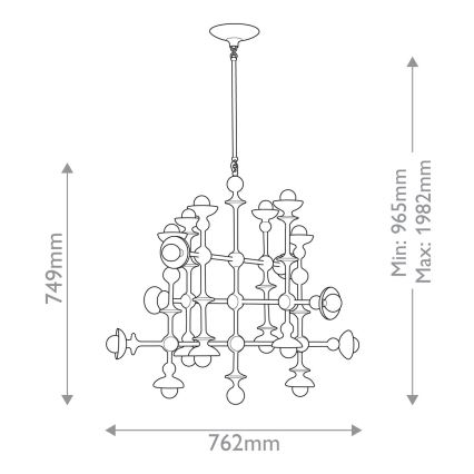 Quintiesse - Lysekrone på stang CADENCE 18xE14/40W/230V hvid