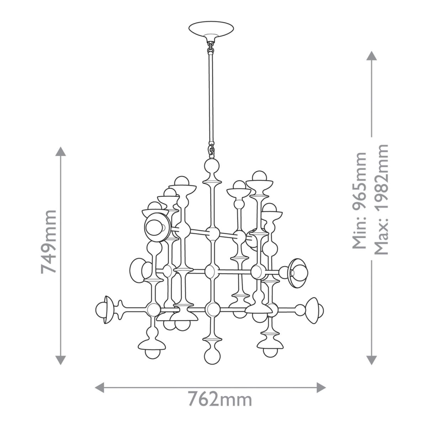 Quintiesse - Lysekrone på stang CADENCE 18xE14/40W/230V hvid