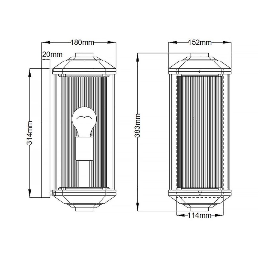 Quintiesse - Udendørs væglampe CASTELLE M 1xE27/60W/230V IP44 sort