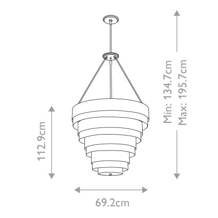 Quintiesse - Lysekrone på stang ECHELON 8xE14/40W/230V guld