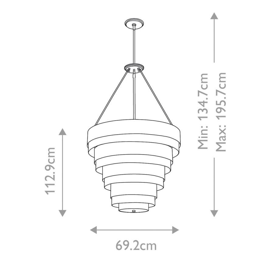 Quintiesse - Lysekrone på stang ECHELON 8xE14/40W/230V guld