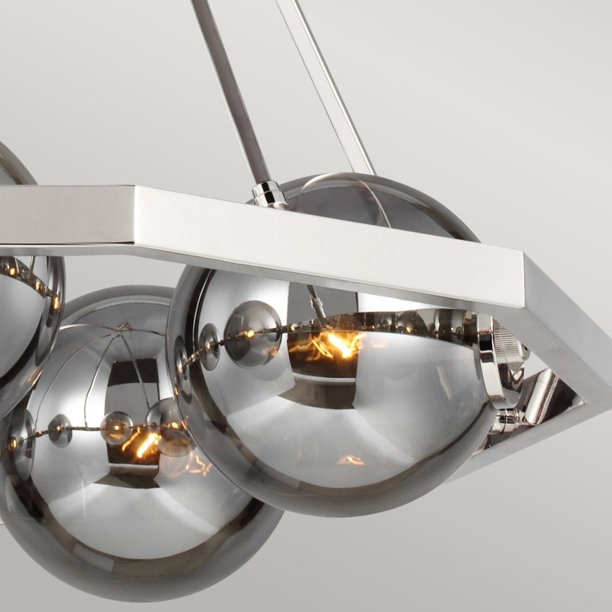 Quintiesse - Loftlampe på stang HARPER 5xE14/60W/230V Ø 77,5 cm blank krom/røget glas