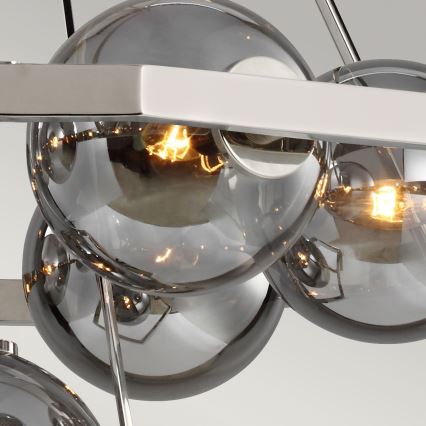 Quintiesse - Pendel på stang HARPER 7xE14/60W/230V Ø 81,3 cm blank krom/røget glas