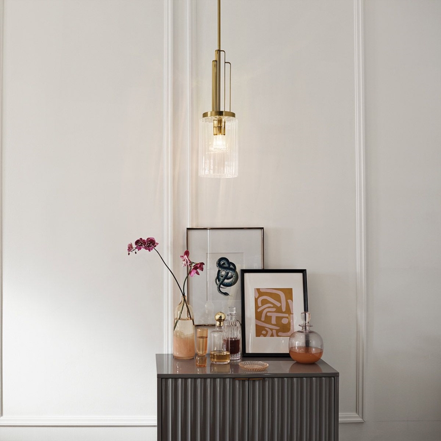 Quintiesse - Pendel på stang KIMROSE 1xE27/60W/230V Ø 17,8 cm guld