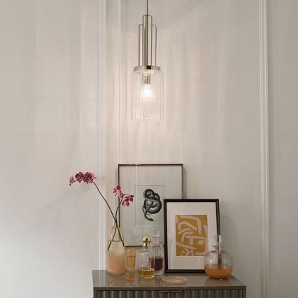 Quintiesse - Pendel på stang KIMROSE 1xE27/60W/230V Ø 17,8 cm blank krom