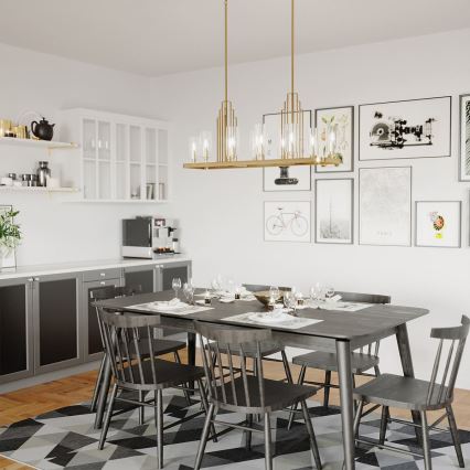 Quintiesse - Loftlampe på stang KIMROSE 10xE14/40W/230V guldfarvet