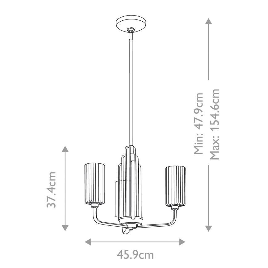 Quintiesse - Loftlampe med stang KIMROSE 3xE14/40W/230V Ø 45,9 cm, guld