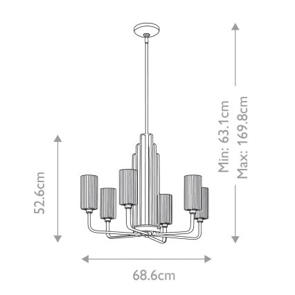 Quintiesse - Stangpendel KIMROSE 6xE14/40W/230V Ø 68,6 cm guldfarvet