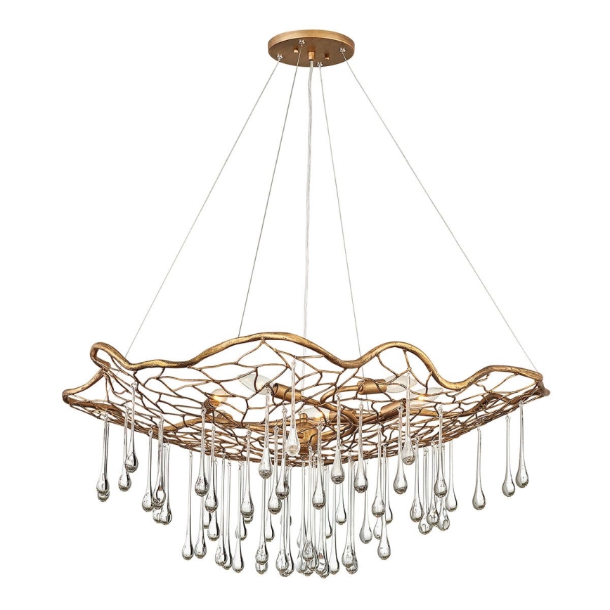 Quintiesse - Lysekrone på wire LAGUNA 6xE14/40W/230V Ø 91,4 cm guldfarvet