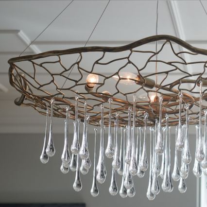 Quintiesse - Lysekrone på wire LAGUNA 6xE14/40W/230V Ø 91,4 cm guldfarvet