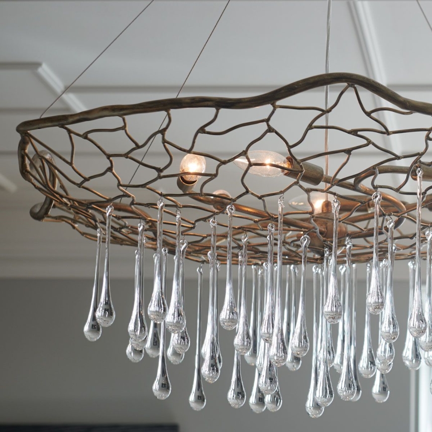 Quintiesse - Lysekrone på wire LAGUNA 6xE14/40W/230V Ø 91,4 cm guldfarvet