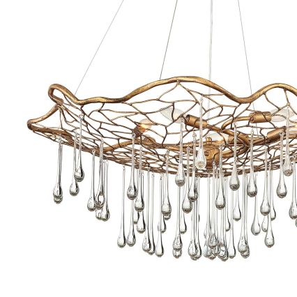 Quintiesse - Lysekrone på wire LAGUNA 6xE14/40W/230V Ø 91,4 cm guldfarvet