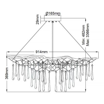 Quintiesse - Lysekrone på wire LAGUNA 6xE14/40W/230V Ø 91,4 cm guldfarvet