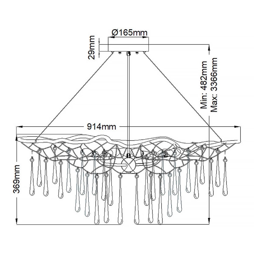 Quintiesse - Lysekrone på wire LAGUNA 6xE14/40W/230V Ø 91,4 cm guldfarvet