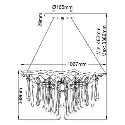 Quintiesse - Lysekrone med wireophæng LAGUNA 8xE14/40W/230V Ø 106,7 cm guld