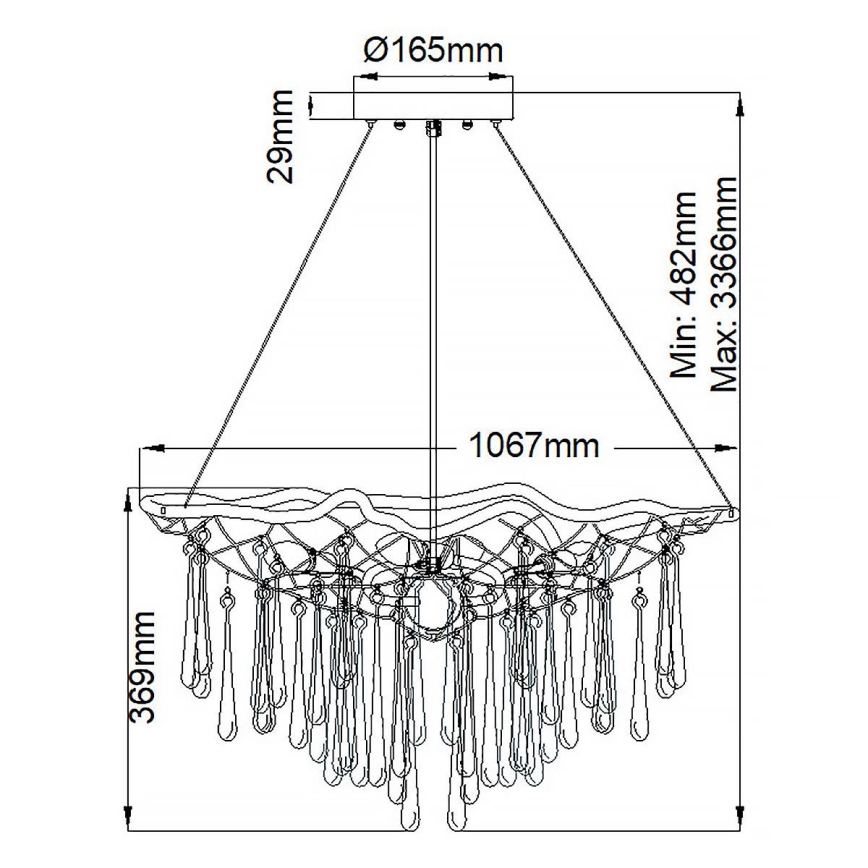 Quintiesse - Lysekrone med wireophæng LAGUNA 8xE14/40W/230V Ø 106,7 cm guld