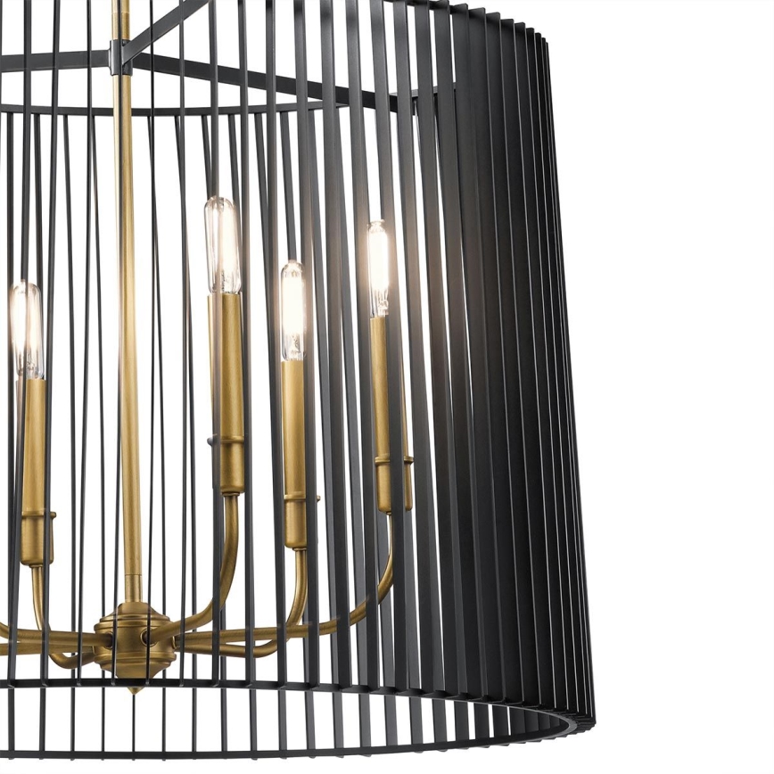 Quintiesse - Stangpendel LINARA 6xE14/60W/230V Ø 66 cm sort/guld
