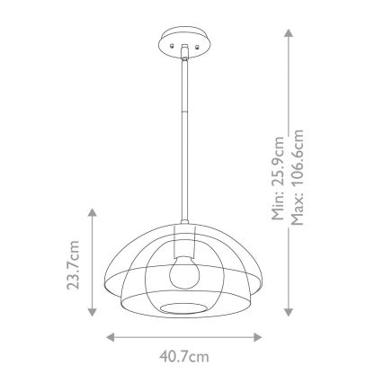 Quintiesse - Pendel på stang LOTUS 1xE27/60W/230V Ø 40,7 cm guld
