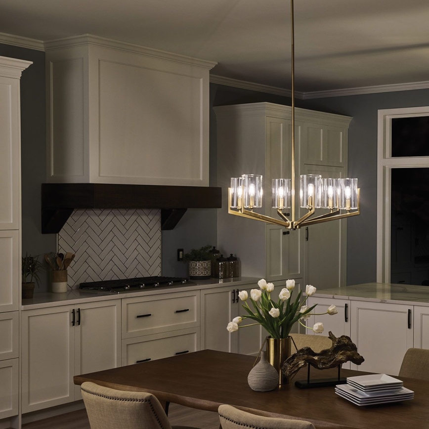 Quintiesse - Lysekrone på stang NYE 6xE14/40W/230V Ø 71,1 cm guld