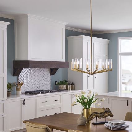 Quintiesse - Lysekrone på stang NYE 6xE14/40W/230V Ø 71,1 cm guld