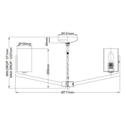 Quintiesse - Lysekrone på stang NYE 6xE14/40W/230V Ø 71,1 cm mat krom