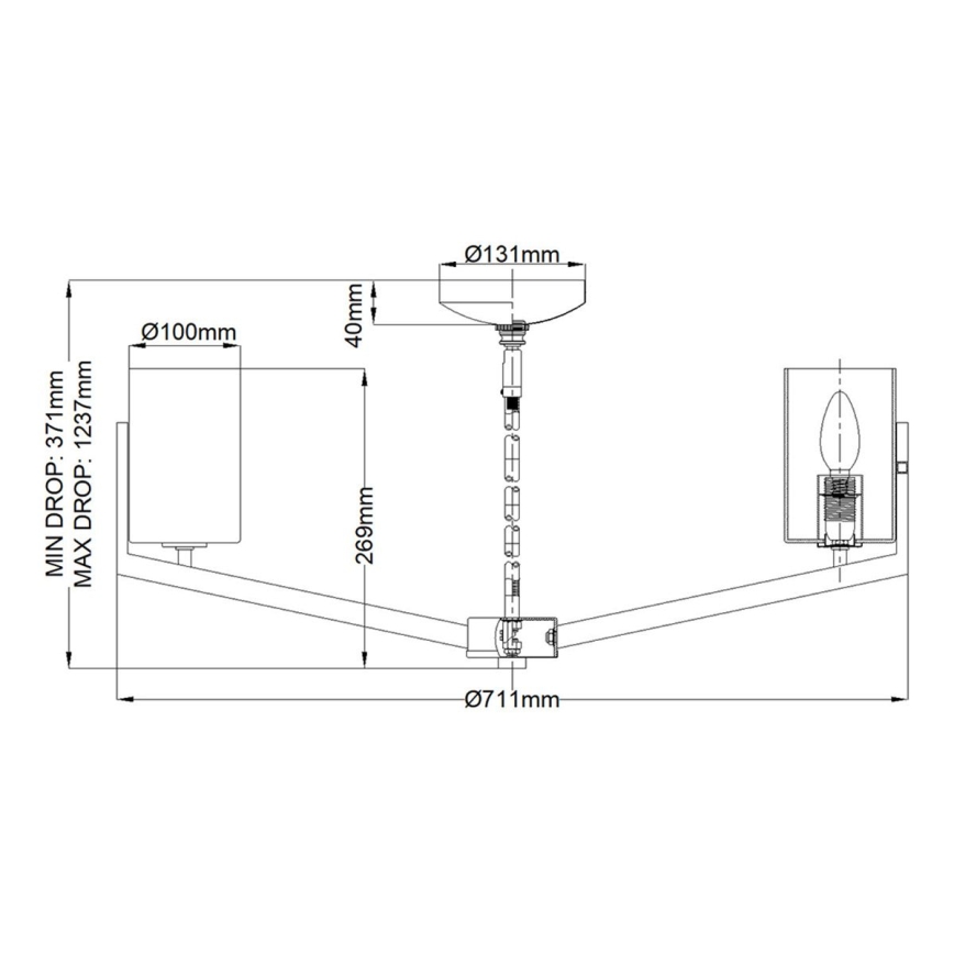 Quintiesse - Lysekrone på stang NYE 6xE14/40W/230V Ø 71,1 cm mat krom
