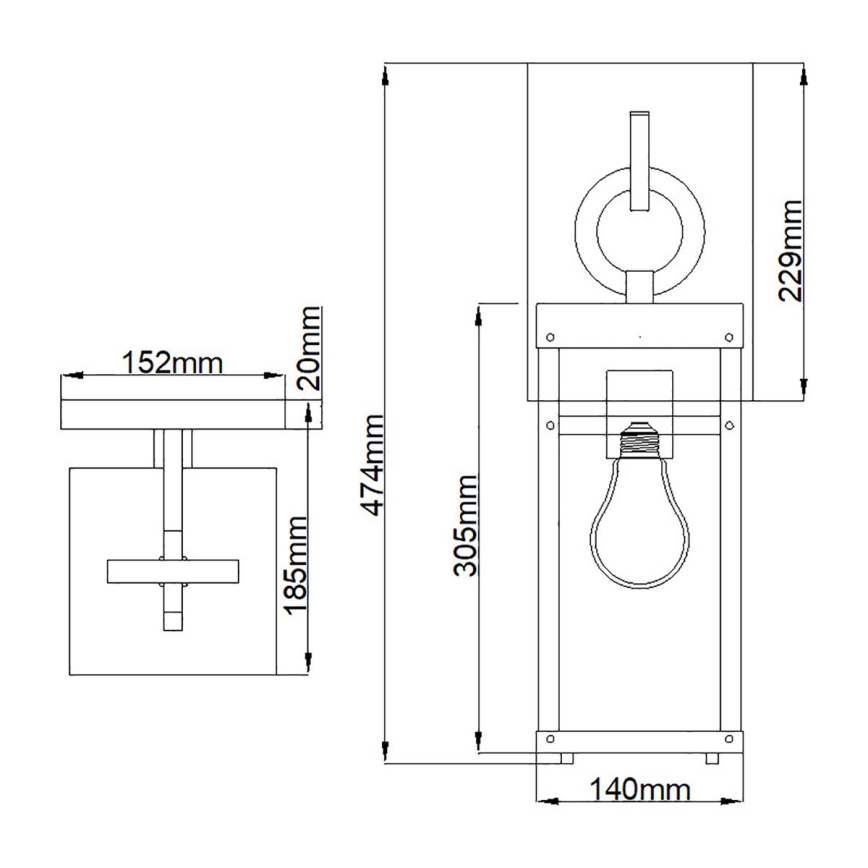 Quintiesse - Udendørs væglampe PORTER M 1xE27/60W/230V IP44 sort