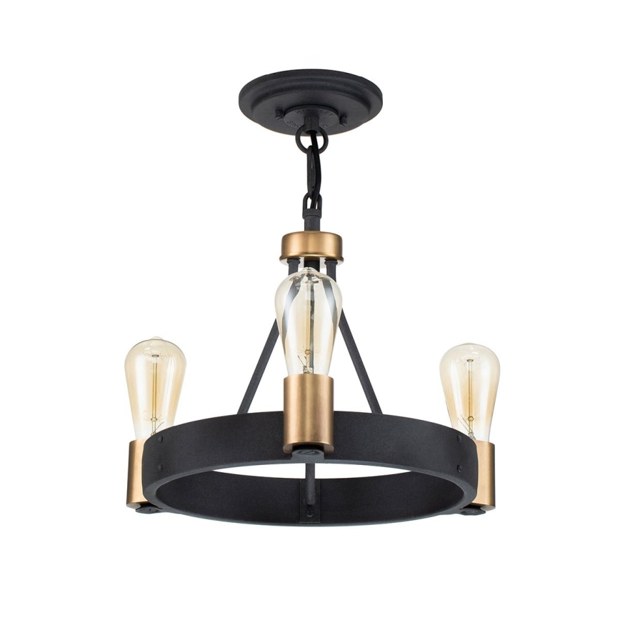 Quintiesse - Stangpendel SILAS 3xE27/60W/230V Ø 42,2 cm sort/guld