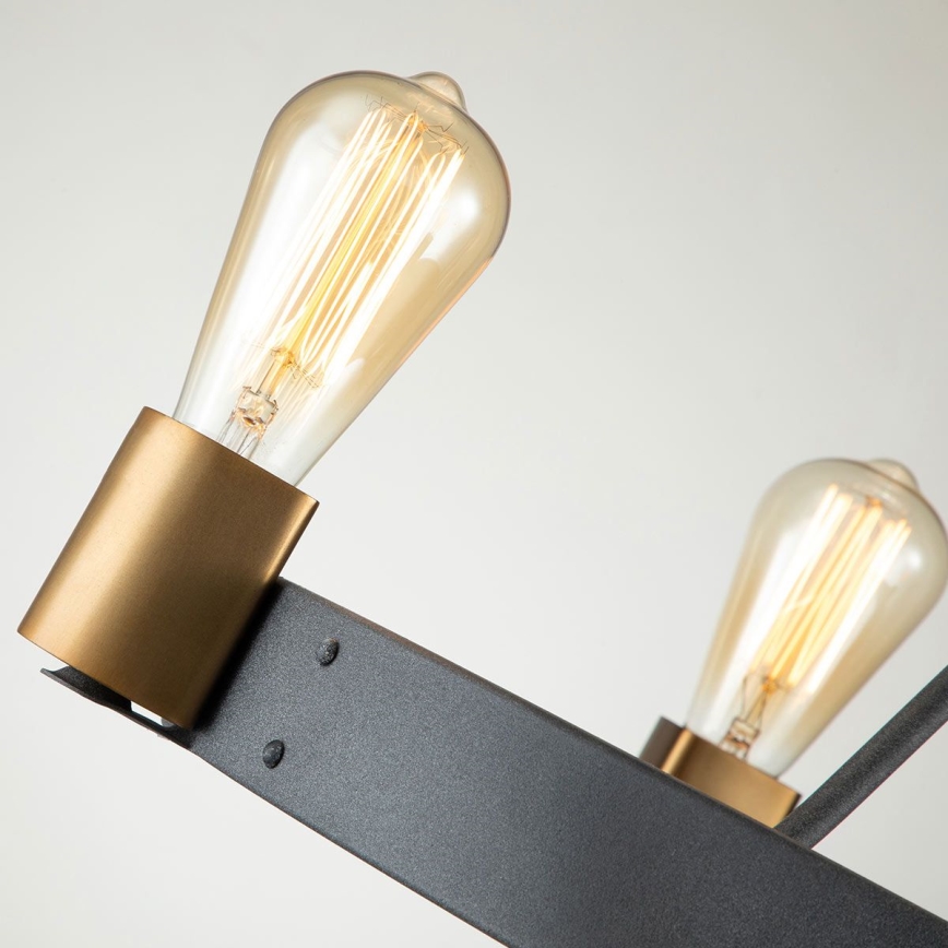 Quintiesse - Loftlampe på stang SILAS 4xE27/60W/230V Ø 54,9 cm sort/guld