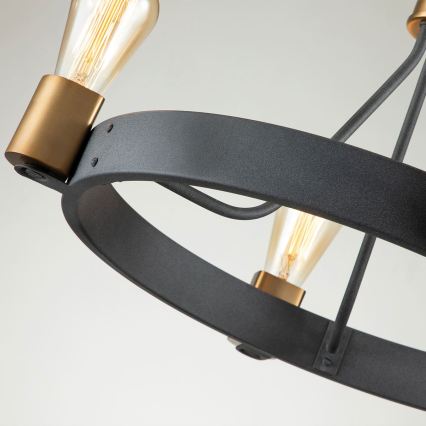 Quintiesse - Loftlampe på stang SILAS 4xE27/60W/230V Ø 54,9 cm sort/guld