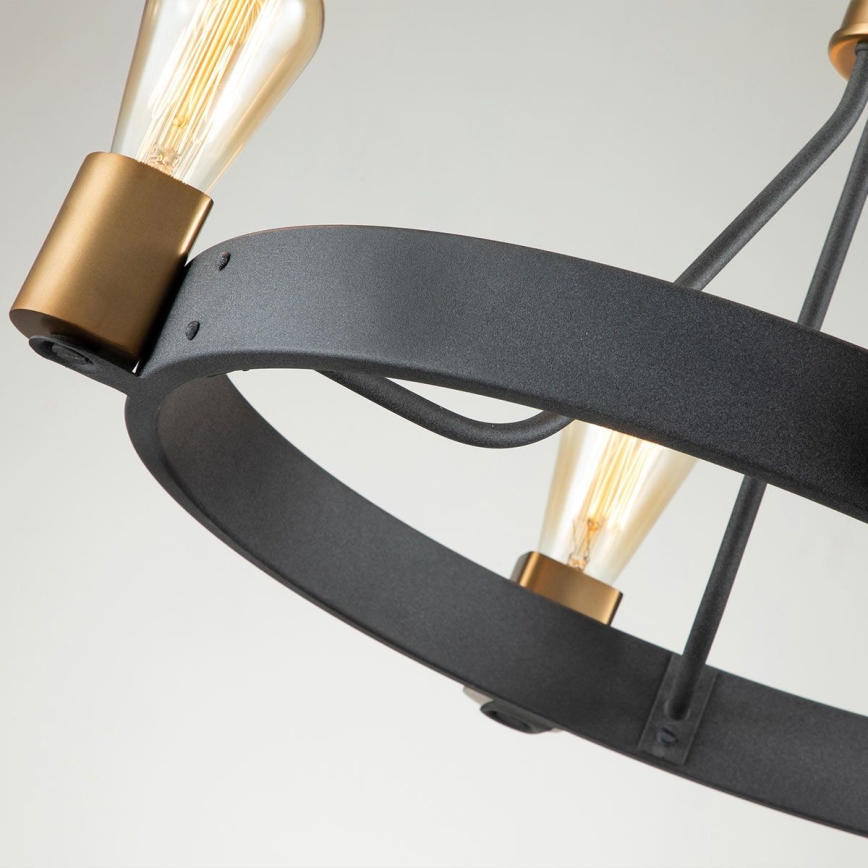 Quintiesse - Loftlampe på stang SILAS 4xE27/60W/230V Ø 54,9 cm sort/guld