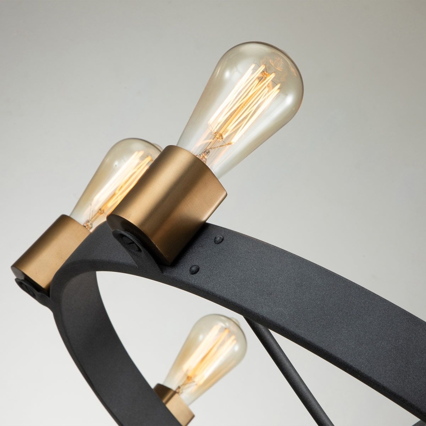 Quintiesse - Lysekrone på stang SILAS 8xE27/60W/230V Ø 82,9 cm sort/guld