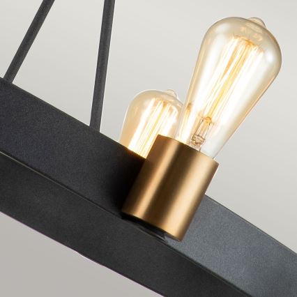 Quintiesse - Lysekrone på stang SILAS 8xE27/60W/230V Ø 82,9 cm sort/guld
